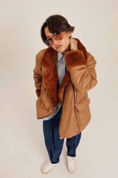 Демисезонная женская куртка из плащевки DILIA 0630-2 рыжий - фото 3