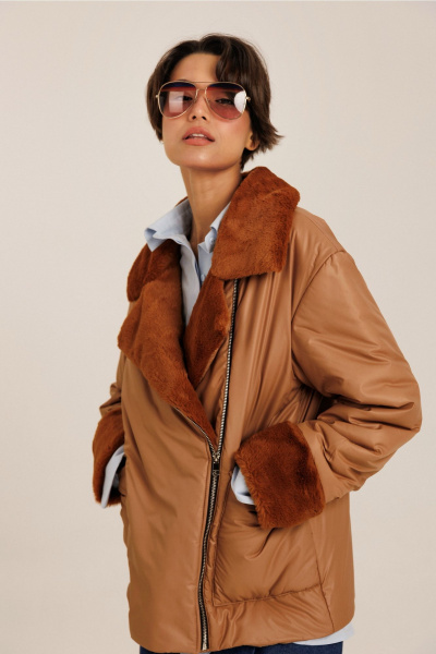 Демисезонная женская куртка из плащевки DILIA 0630-2 рыжий - фото 2