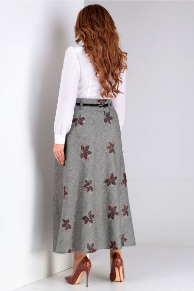 Юбка Таир-Гранд 6012 серый-цветы - фото 2