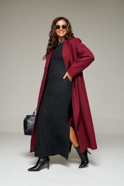 Пальто Beautiful&Free 7026 вино - фото 8