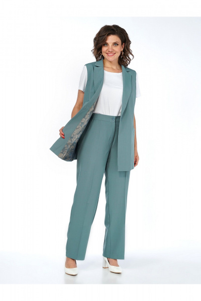 Брюки, жилет Пинск-Стиль 3124 бирюза - фото 9