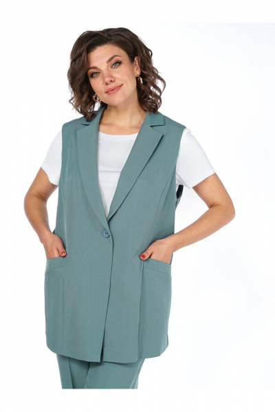 Брюки, жилет Пинск-Стиль 3124 бирюза - фото 8