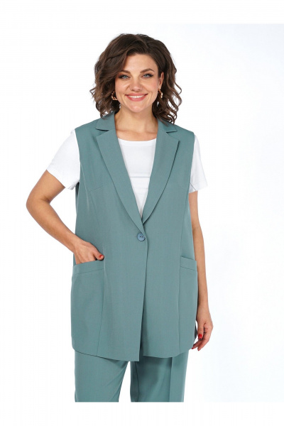 Брюки, жилет Пинск-Стиль 3124 бирюза - фото 7