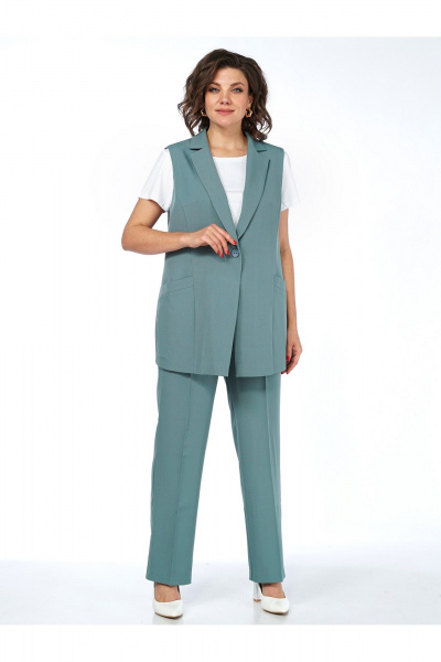 Брюки, жилет Пинск-Стиль 3124 бирюза - фото 2