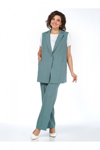 Брюки, жилет Пинск-Стиль 3124 бирюза - фото 1