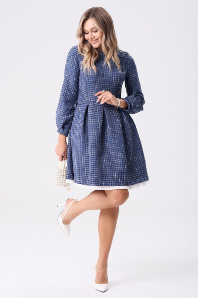 Платье Your size 2268 синий_бежевый - фото 6