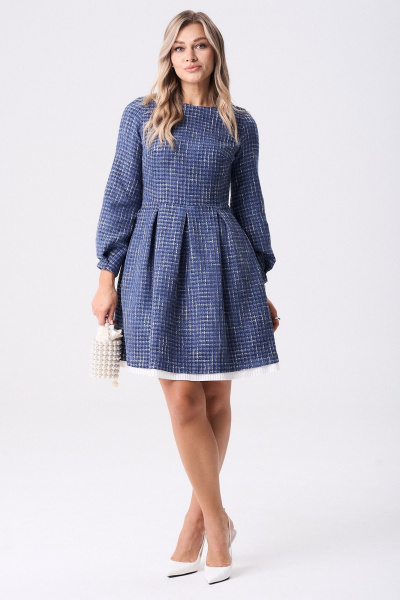 Платье Your size 2268 синий_бежевый - фото 5