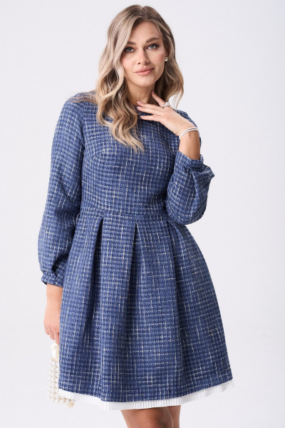 Платье Your size 2268 синий_бежевый - фото 4