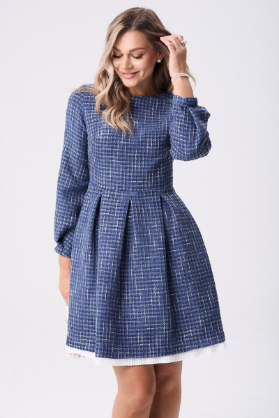 Платье Your size 2268 синий_бежевый - фото 3