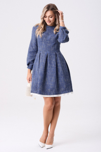 Платье Your size 2268 синий_бежевый - фото 1