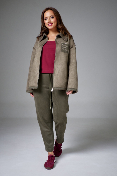 Дубленка AVE RARA 1067 оливковый зеленый - фото 1