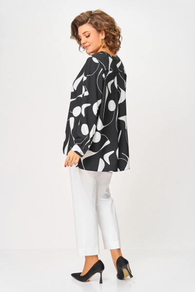 Блуза Swallow 851.1 черный/белый_принт - фото 7