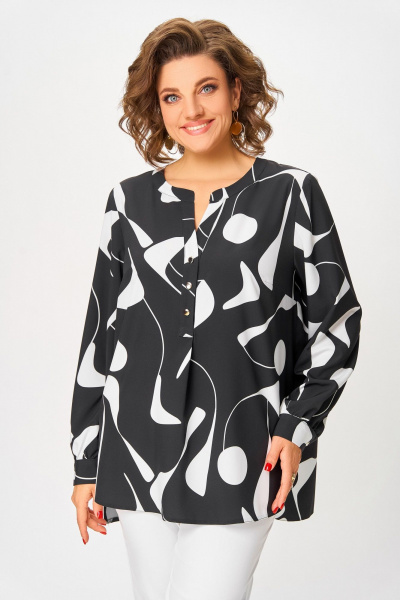 Блуза Swallow 851.1 черный/белый_принт - фото 5