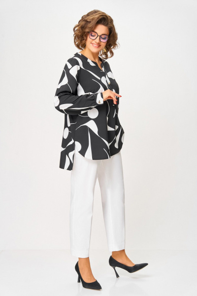 Блуза Swallow 851.1 черный/белый_принт - фото 4