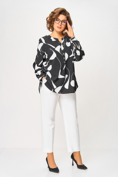 Блуза Swallow 851.1 черный/белый_принт - фото 3