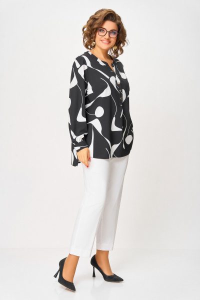 Блуза Swallow 851.1 черный/белый_принт - фото 2