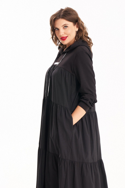 Демисезонное платье на каждый день с капюшоном и оборками Almirastyle 306 - фото 5