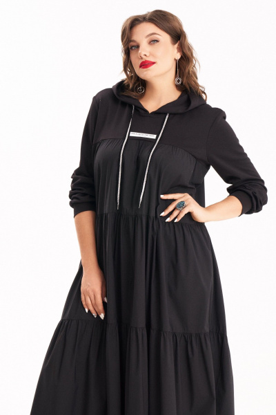 Демисезонное платье на каждый день с капюшоном и оборками Almirastyle 306 - фото 3