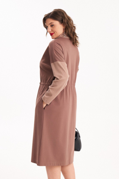 Миди платье из двух тканей с шнуром и карманами Almirastyle 398 - фото 9