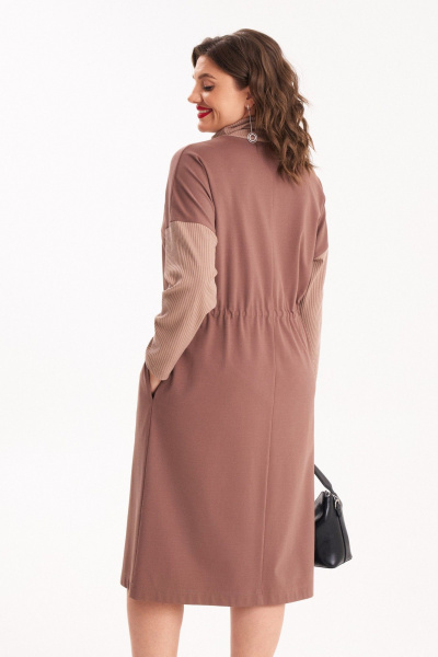 Миди платье из двух тканей с шнуром и карманами Almirastyle 398 - фото 7