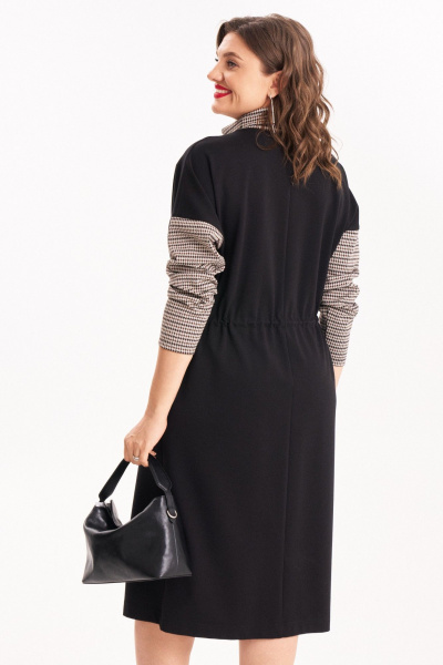 Демисезонное платье из двух видов ткани с кулиской по талии Almirastyle 398/1 - фото 6