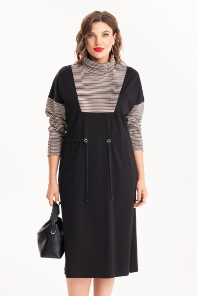 Демисезонное платье из двух видов ткани с кулиской по талии Almirastyle 398/1 - фото 2