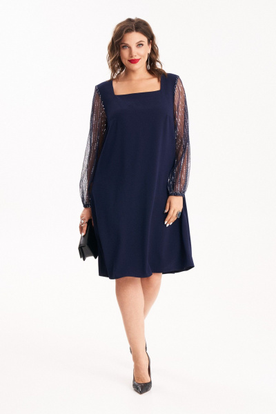 Платье нарядное длинное с сетчатым рукавом и блестками Almirastyle 407 - фото 3