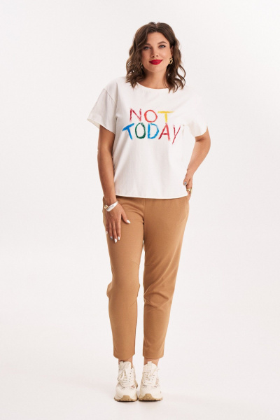 Белая оверсайз футболка с принтом и коротким рукавом Almirastyle 171 молоко - фото 8