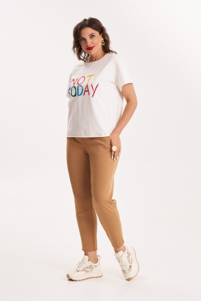 Белая оверсайз футболка с принтом и коротким рукавом Almirastyle 171 молоко - фото 7