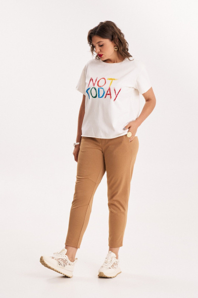 Белая оверсайз футболка с принтом и коротким рукавом Almirastyle 171 молоко - фото 4