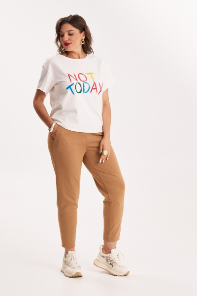 Бежевые брюки с высокой посадкой и накладными карманами Almirastyle 150-1 бежевый - фото 5