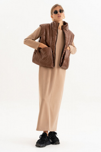 Платье Luna 256 бежевый - фото 6