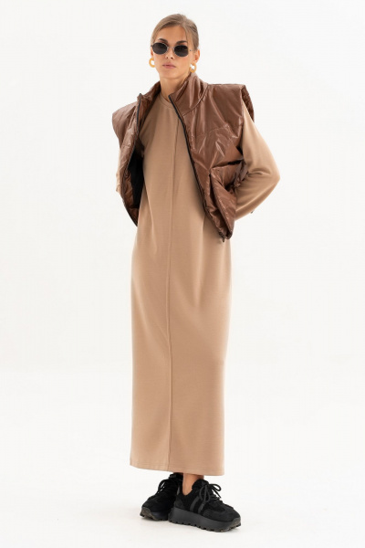 Платье Luna 256 бежевый - фото 5