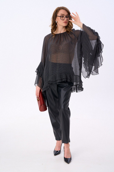 Блуза NikVa 1000-1 чёрный_горох - фото 7