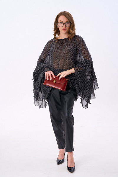 Блуза NikVa 1000-1 чёрный_горох - фото 2