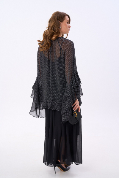 Блуза, комбинация, юбка NikVa 1001-1 чёрный_ горох - фото 12