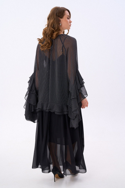Блуза, комбинация, юбка NikVa 1001-1 чёрный_ горох - фото 10