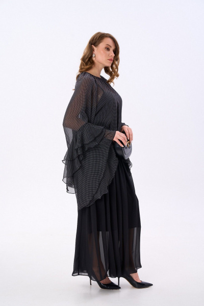 Блуза, комбинация, юбка NikVa 1001-1 чёрный_ горох - фото 9
