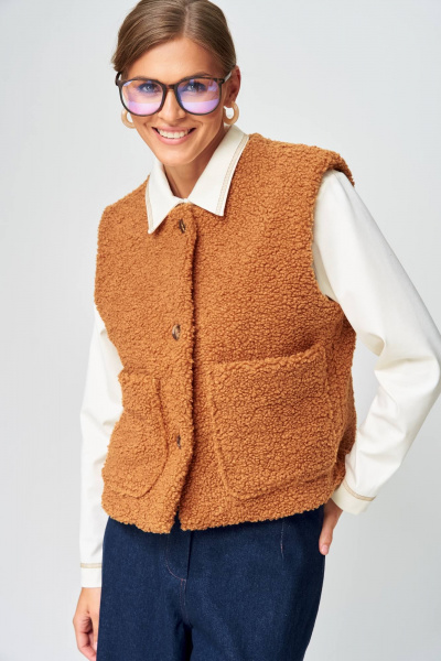 Брюки, жилет Gizart 5408/1 рыжий, синий - фото 7