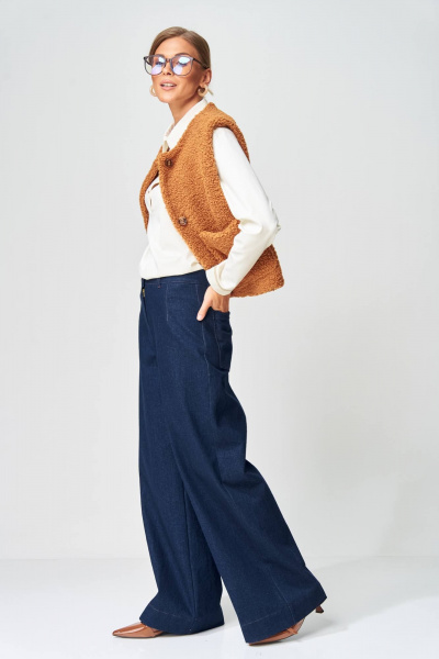 Брюки, жилет Gizart 5408/1 рыжий, синий - фото 3