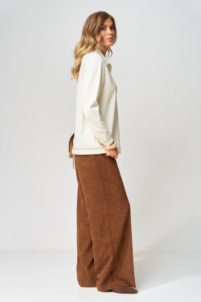 Брюки, джемпер Gizart 5412 молочный, коричневый - фото 6