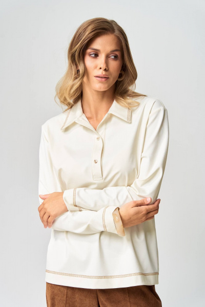 Брюки, джемпер Gizart 5412 молочный, коричневый - фото 4