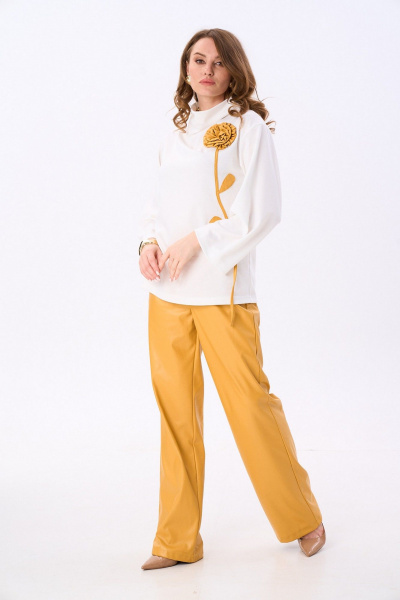 Брюки, джемпер NikVa 922-7 молоко_горчица - фото 6
