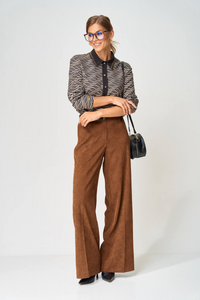 Брюки, джемпер Gizart 5412 серо-бежево-черный, коричневый - фото 6