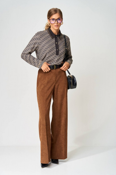 Брюки, джемпер Gizart 5412 серо-бежево-черный, коричневый - фото 5