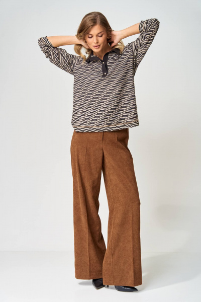 Брюки, джемпер Gizart 5412 серо-бежево-черный, коричневый - фото 2