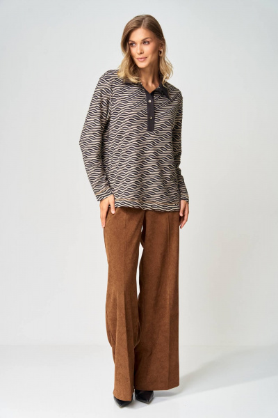 Брюки, джемпер Gizart 5412 серо-бежево-черный, коричневый - фото 1