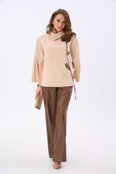 Брюки, джемпер NikVa 922-8 капучино_шоколад - фото 1