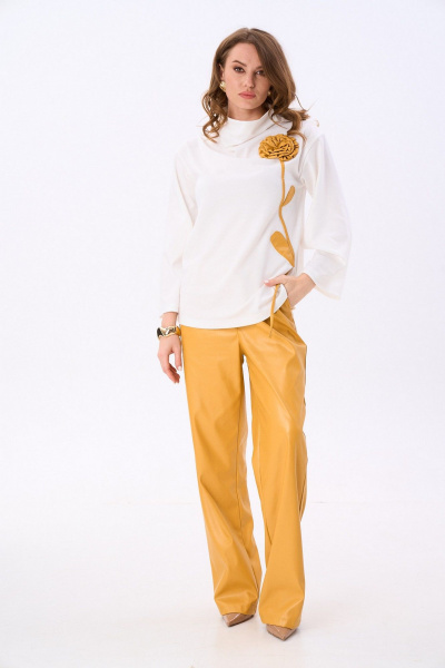 Джемпер NikVa 923-6 молоко_горчица - фото 3