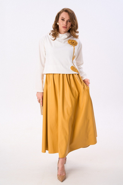 Платье NikVa 924-8 молоко_горчица - фото 3